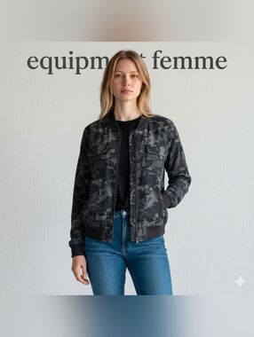 Equipment Femme Abbot Underground Camo Black Silk Bomber Jacket